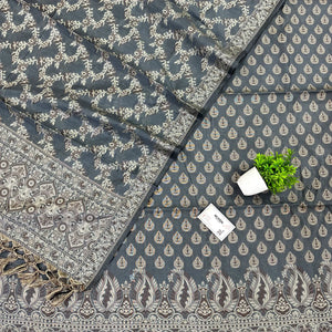 Dark Grey Surahi Buti Cotton Silk Banarasi Suit