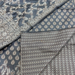 Dark Grey Surahi Buti Cotton Silk Banarasi Suit