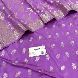 Dark Lavender Zari Katan Silk Banarasi Suit