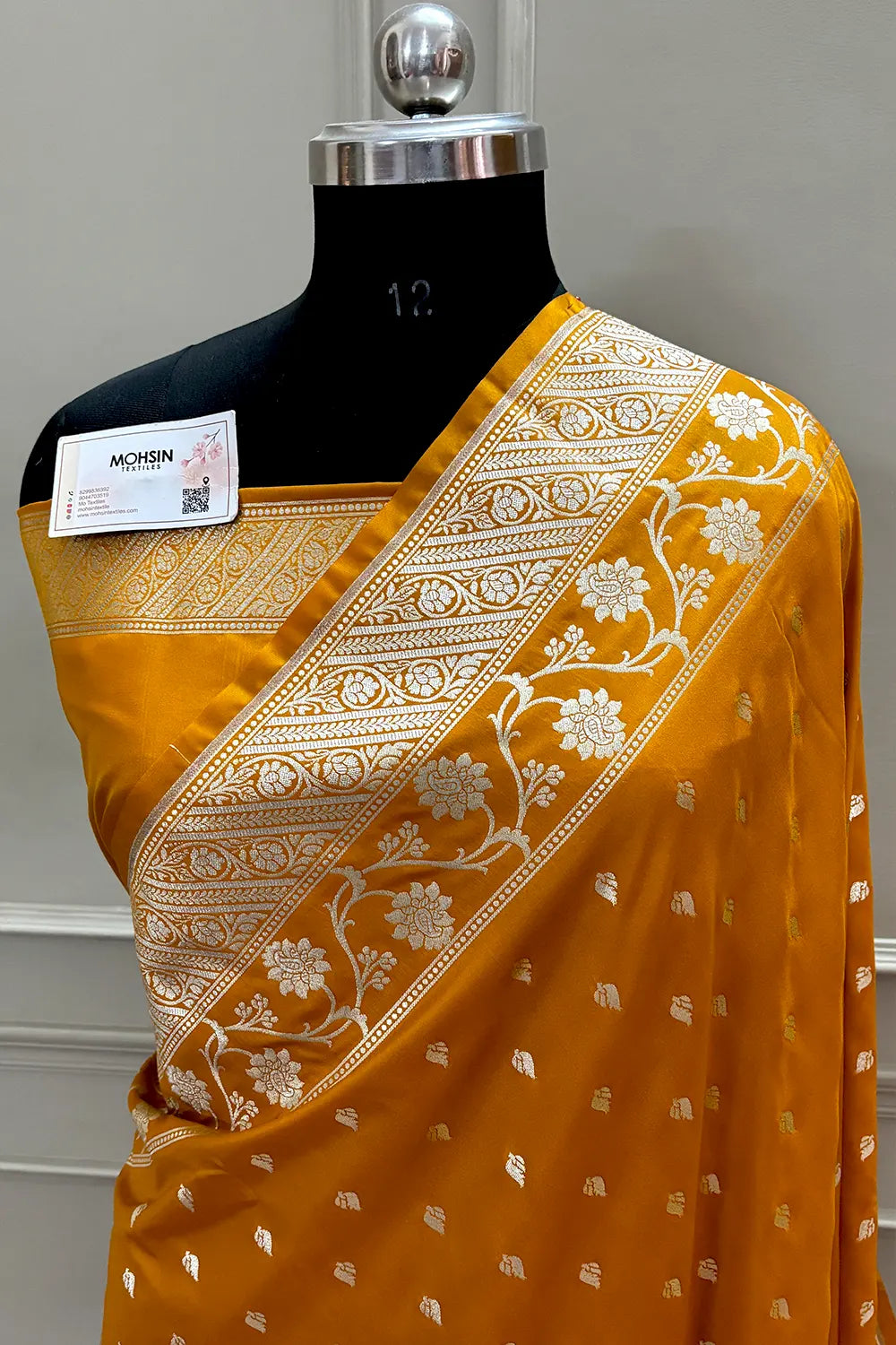 Dark Mustard Mahinki Buti Katan Silk Banarasi Saree