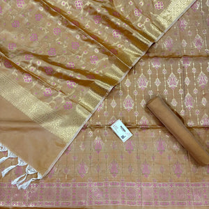 Dark Mustard Pink Meena Katan Silk Banarasi Suit