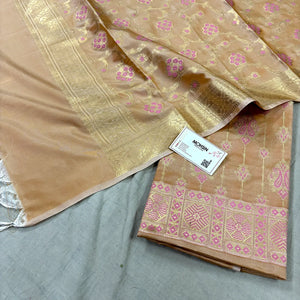 Dark Mustard Pink Meena Katan Silk Banarasi Suit