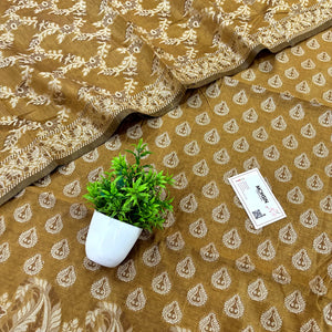 Dark Mustard Surahi Buti Cotton Silk Banarasi Suit