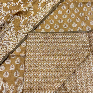 Dark Mustard Surahi Buti Cotton Silk Banarasi Suit