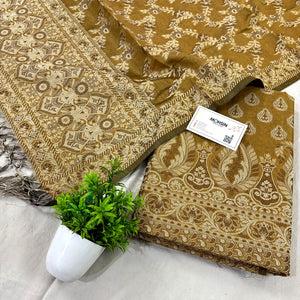 Dark Mustard Surahi Buti Cotton Silk Banarasi Suit