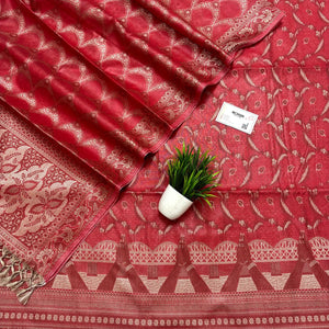Dark Peach Namo Ghat Cotton Silk Banarasi Suit