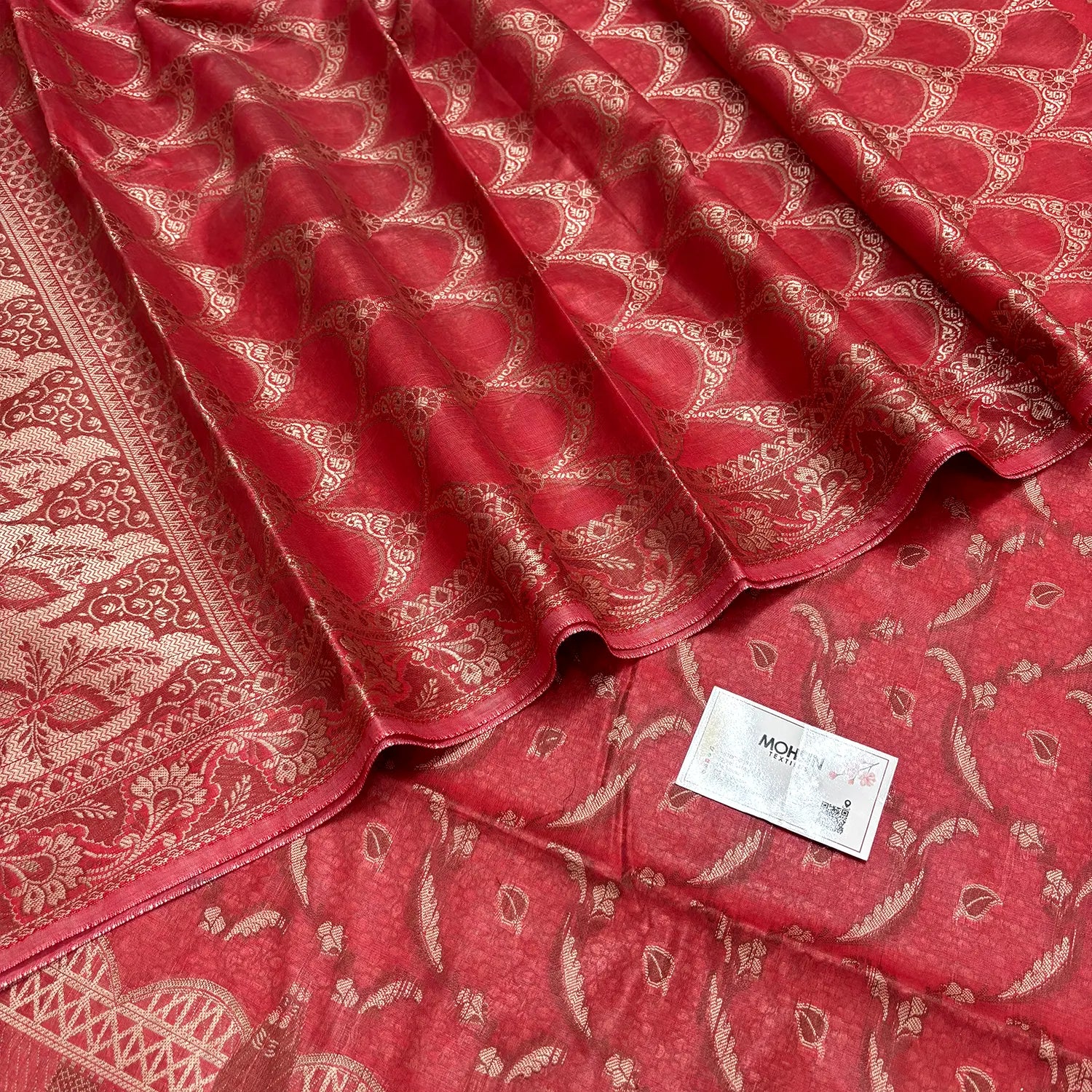 Dark Peach Namo Ghat Cotton Silk Banarasi Suit
