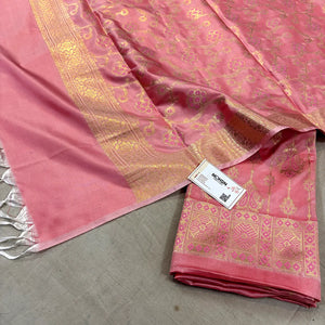 Dark Peach Pink Meena Katan Silk Banarasi Suit