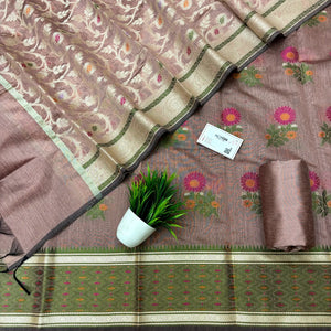 Dark Peach Resham Banarasi Silk Suit