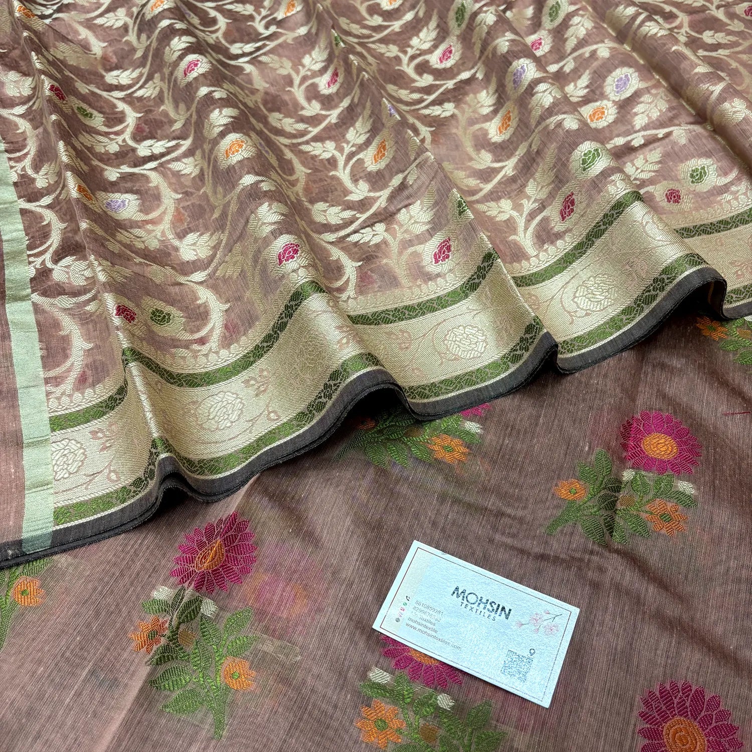 Dark Peach Resham Banarasi Silk Suit