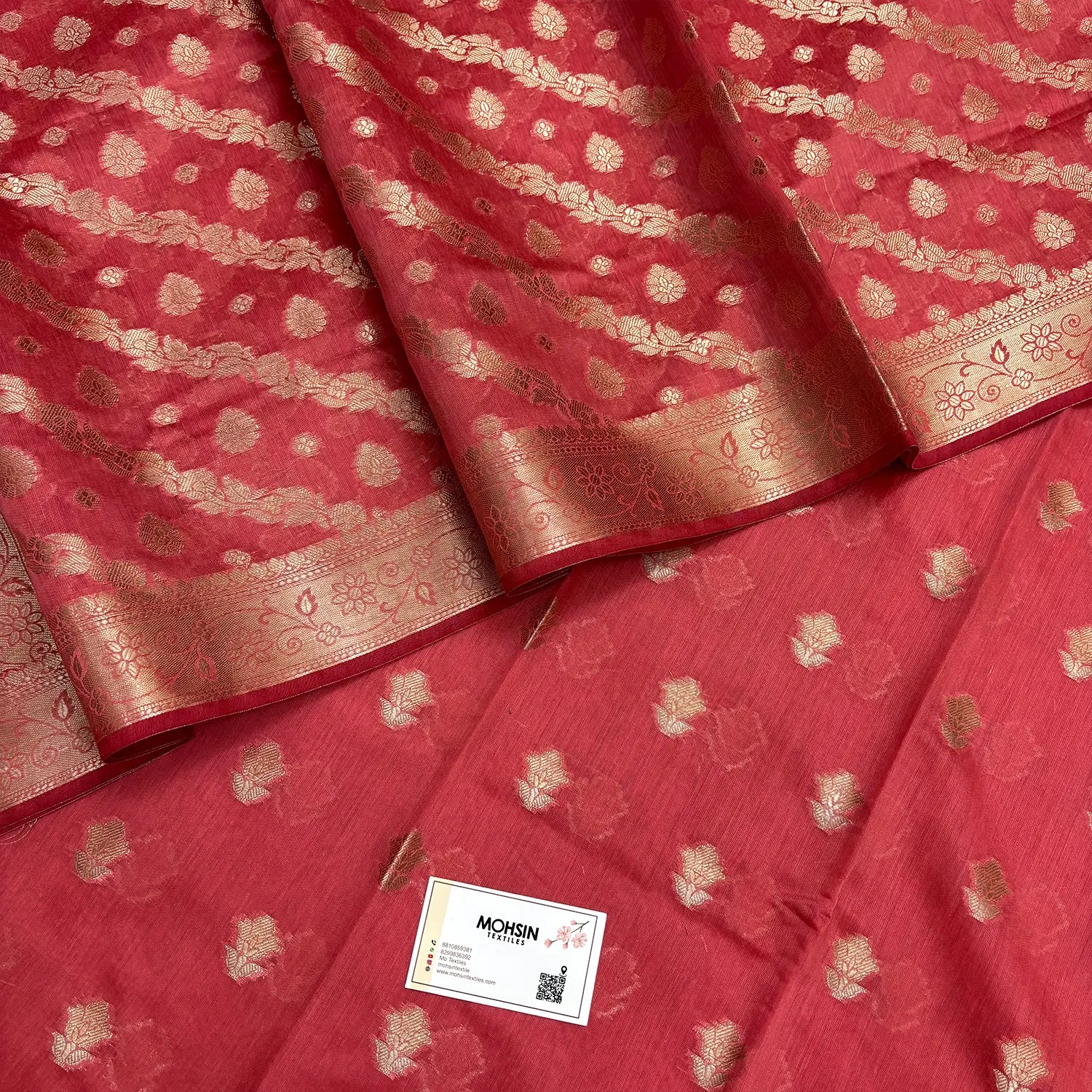 Dark Peach Resham Banarasi Silk Suit