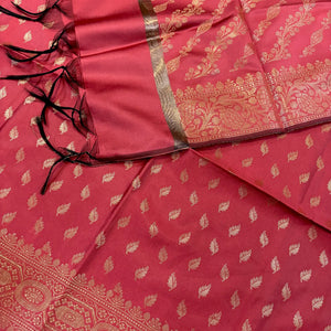 Dark Peach Sunehri Pankh Satin Silk Banarasi Suit