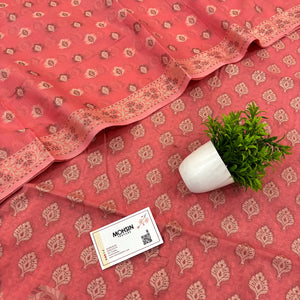 Dark Peach Surahi Tree Cotton Silk Banarasi Suit