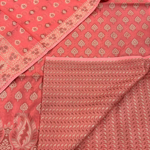 Dark Peach Surahi Tree Cotton Silk Banarasi Suit