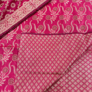 Dark Pink Yoga Jaal Cotton Silk Banarasi Suit