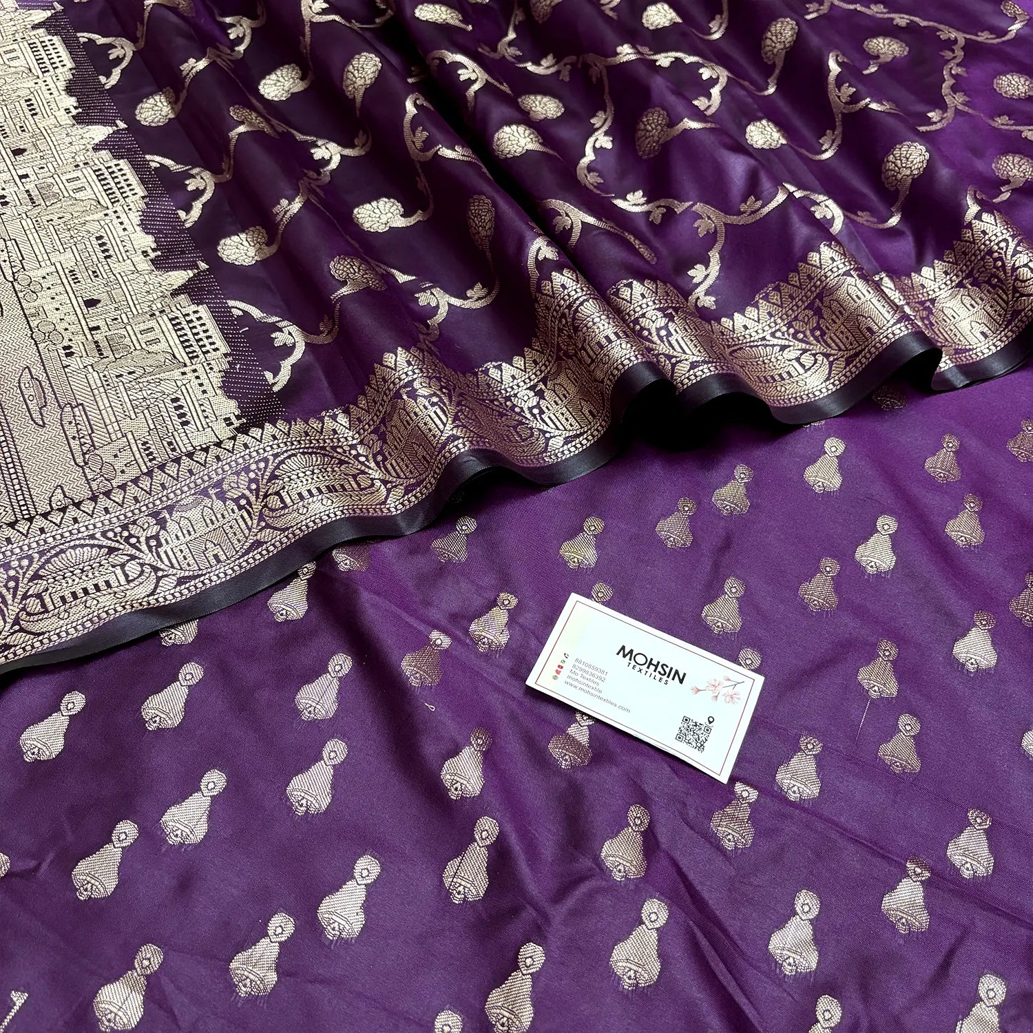 Dark Purple Assi Ghat Aarti Semi Katan Silk Banarasi Suit