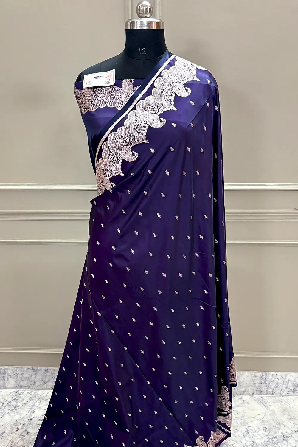 Dark Purple Deepak Buti Katan Silk Banarasi Saree