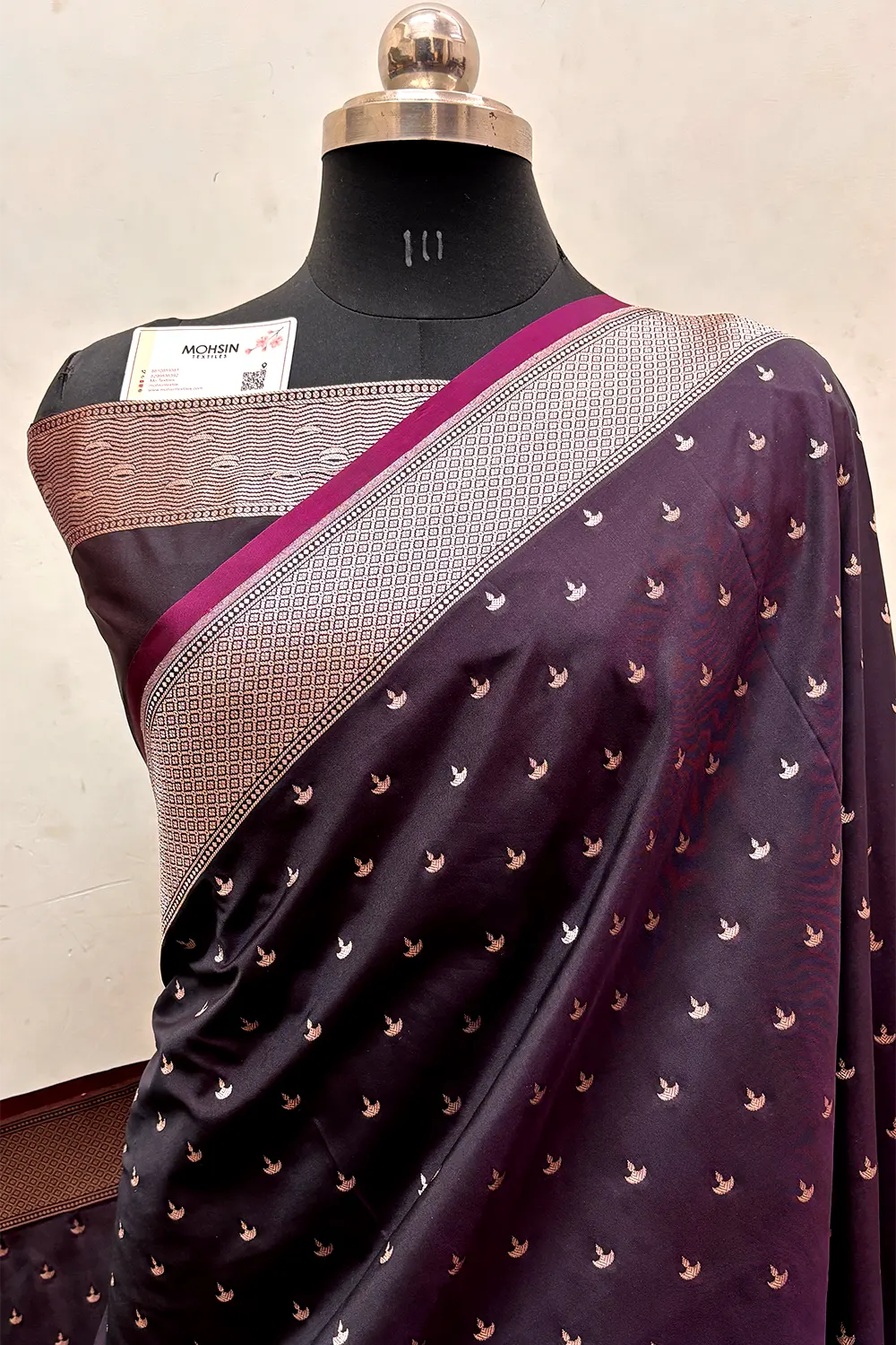 Dark Purple Diwali Ghat Katan Silk Banarasi Saree