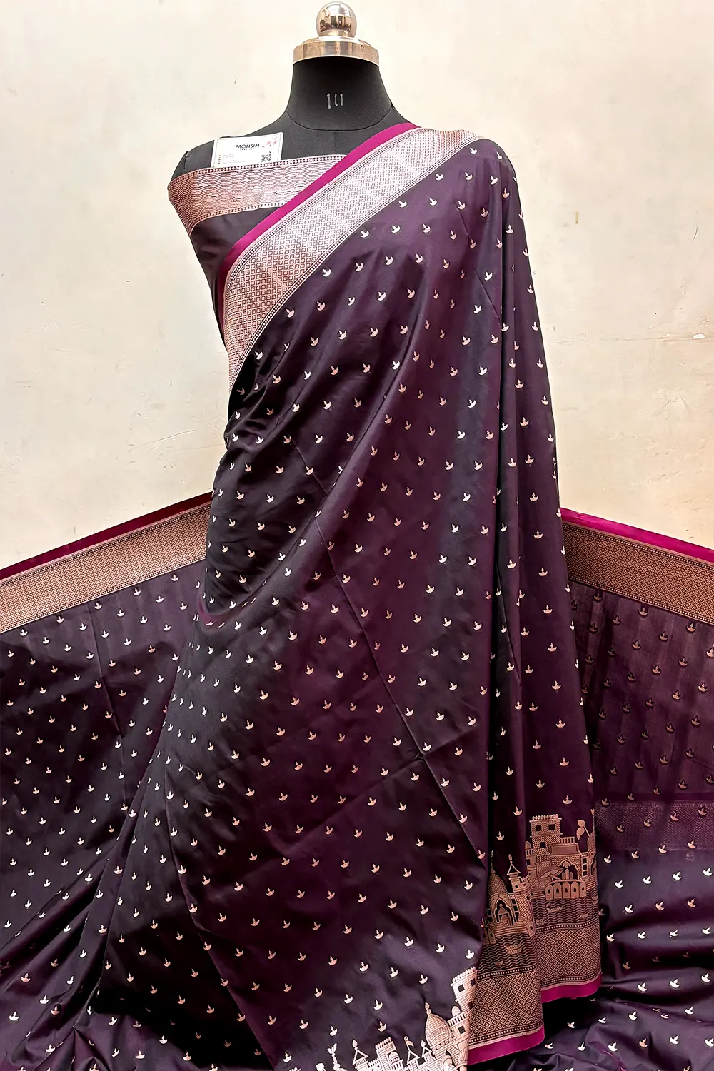 Dark Purple Diwali Ghat Katan Silk Banarasi Saree