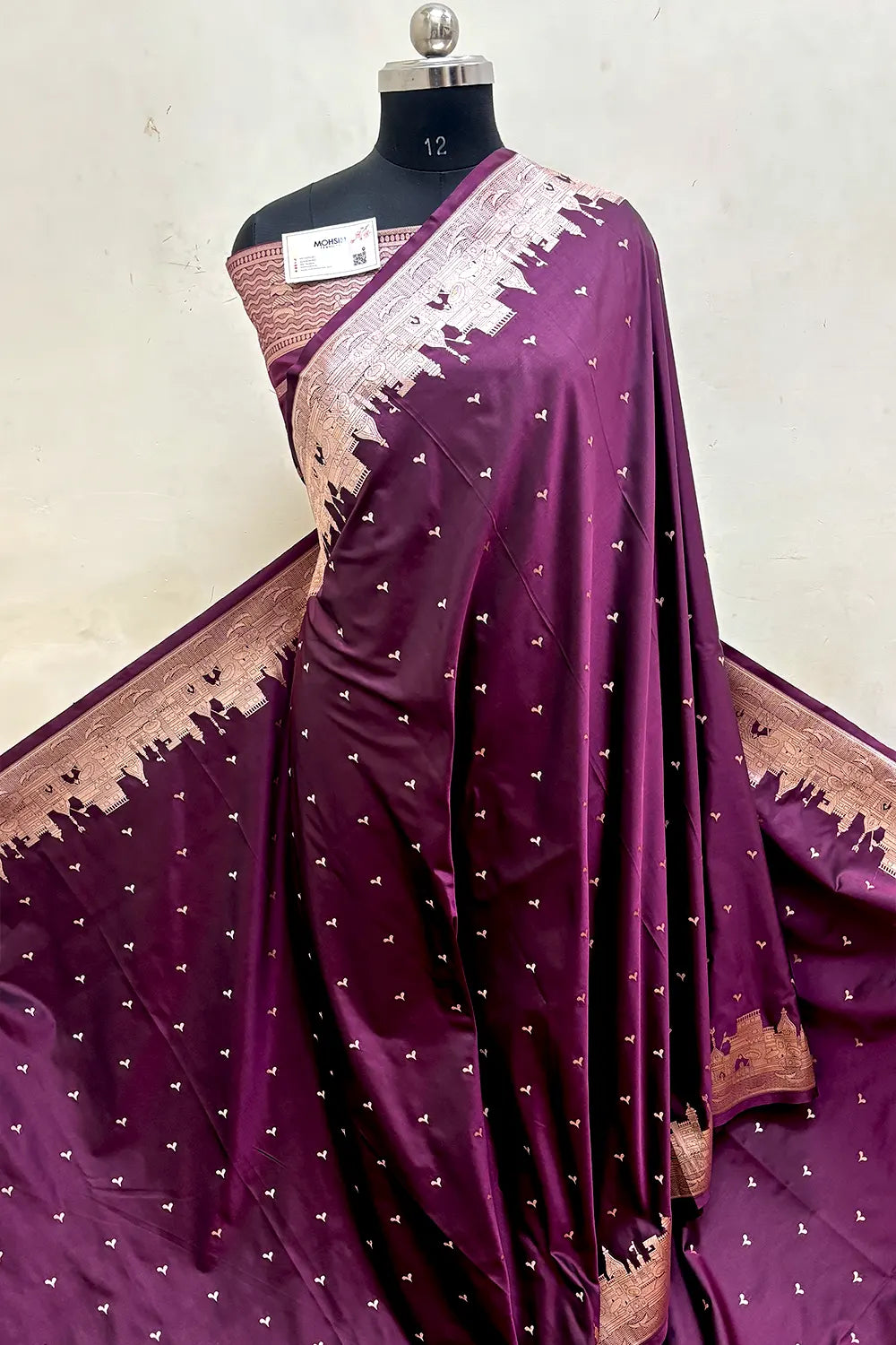 Dark Purple Garhwa Ghat Katan Silk Banarasi Saree