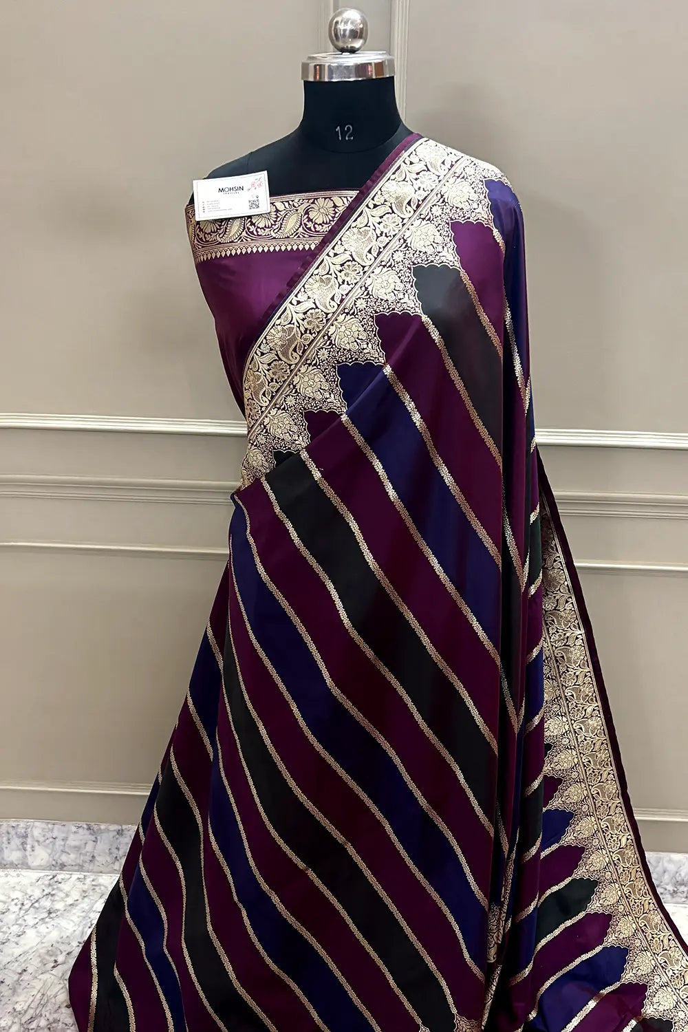 Dark Purple Rangkaat Katan Silk Banarasi Saree