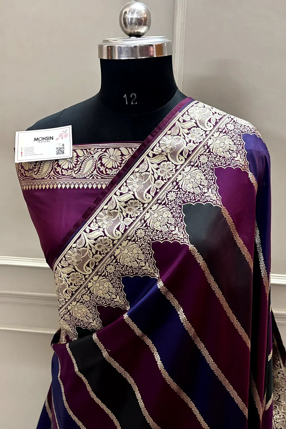 Dark Purple Rangkaat Katan Silk Banarasi Saree