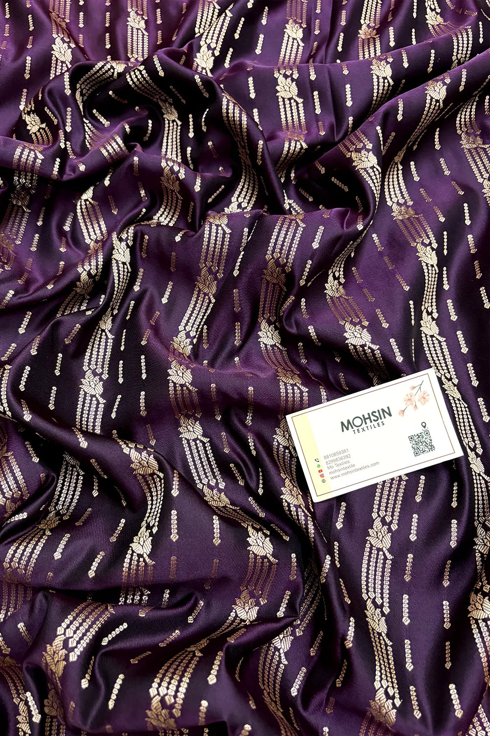 Dark Purple Zari Katan Mashru Silk Banarasi Saree