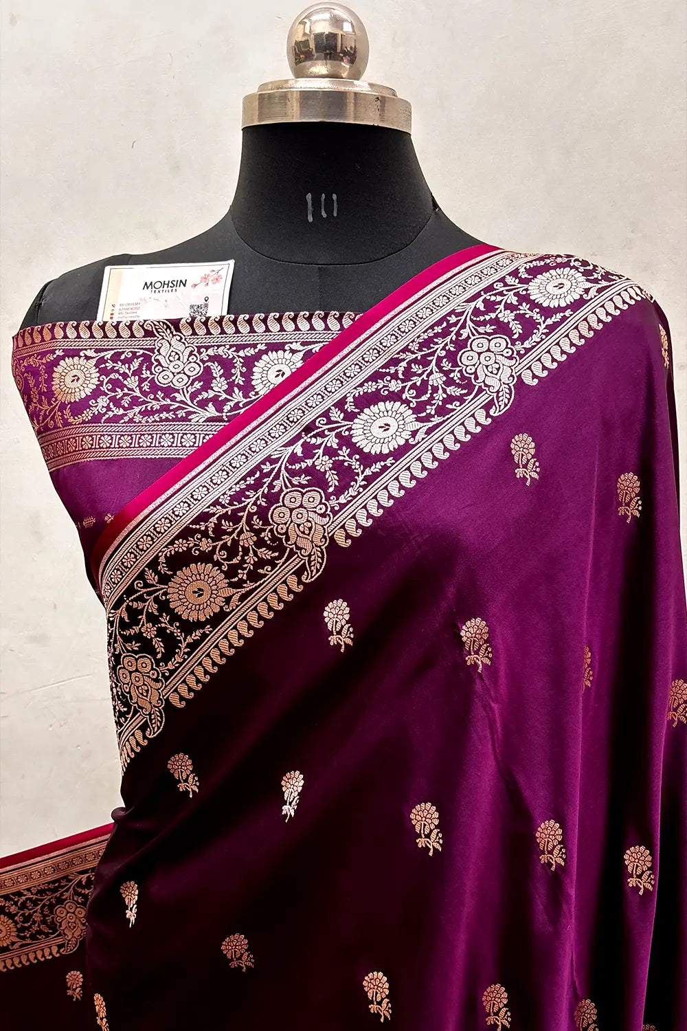 Dark Purple Zari Katan Silk Banarasi Saree
