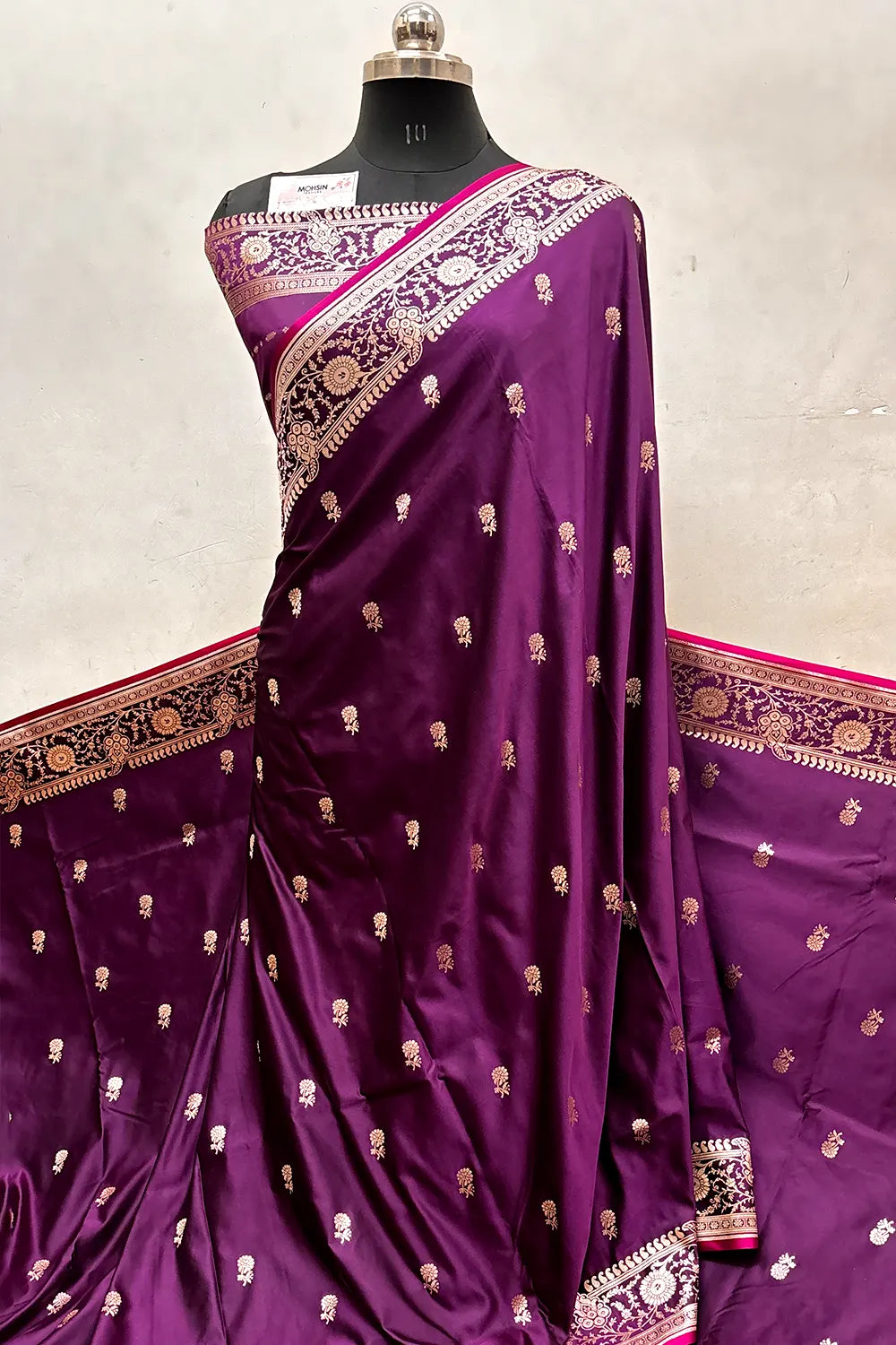 Dark Purple Zari Katan Silk Banarasi Saree