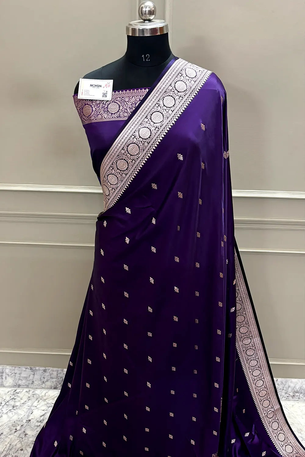 Dark Purple Zari Katan Silk Banarasi Saree