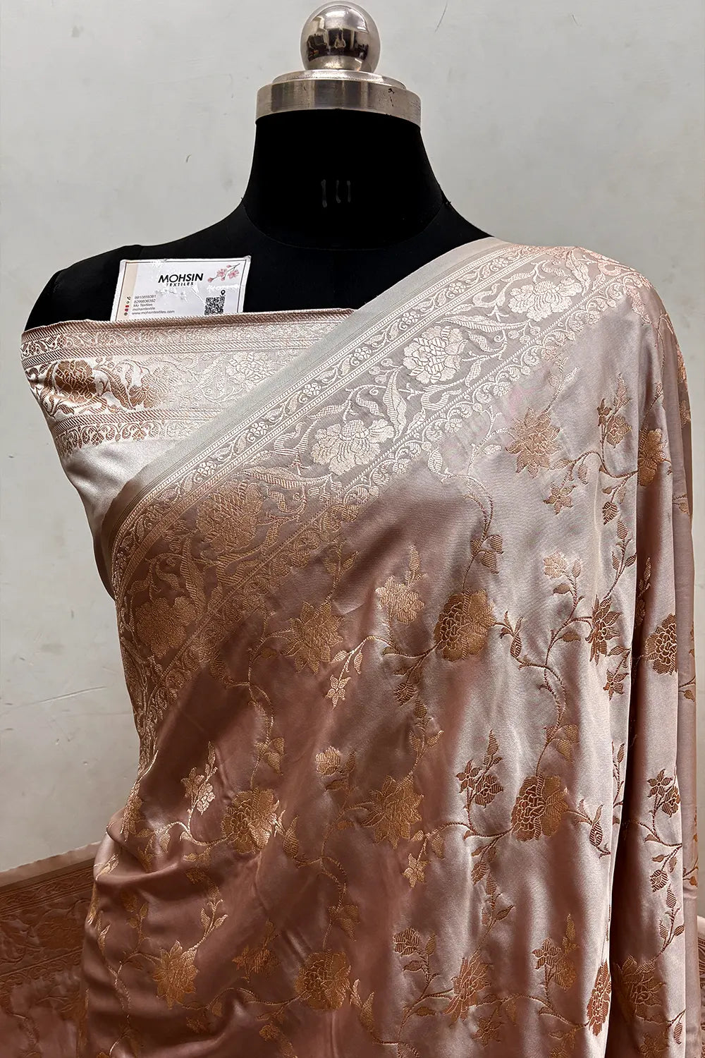 Dusty Mauve Kesari Jaal Katan Silk Banarasi Saree