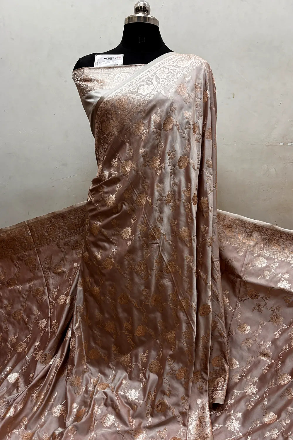 Dusty Mauve Kesari Jaal Katan Silk Banarasi Saree