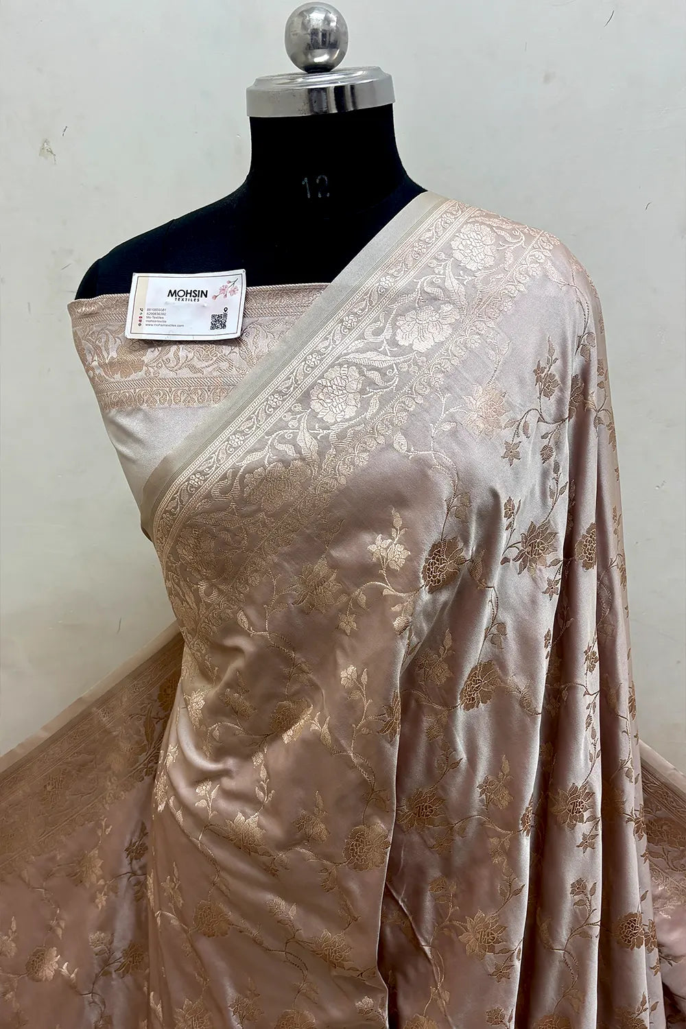 Dusty Mauve Kesari Jaal Katan Silk Banarasi Saree