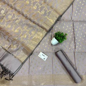 Dusty Mauve Sunehri Pankh Satin Silk Banarasi Suit