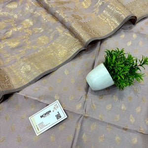 Dusty Mauve Sunehri Pankh Satin Silk Banarasi Suit