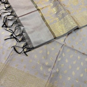 Dusty Mauve Sunehri Pankh Satin Silk Banarasi Suit