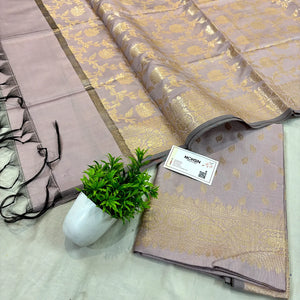 Dusty Mauve Sunehri Pankh Satin Silk Banarasi Suit