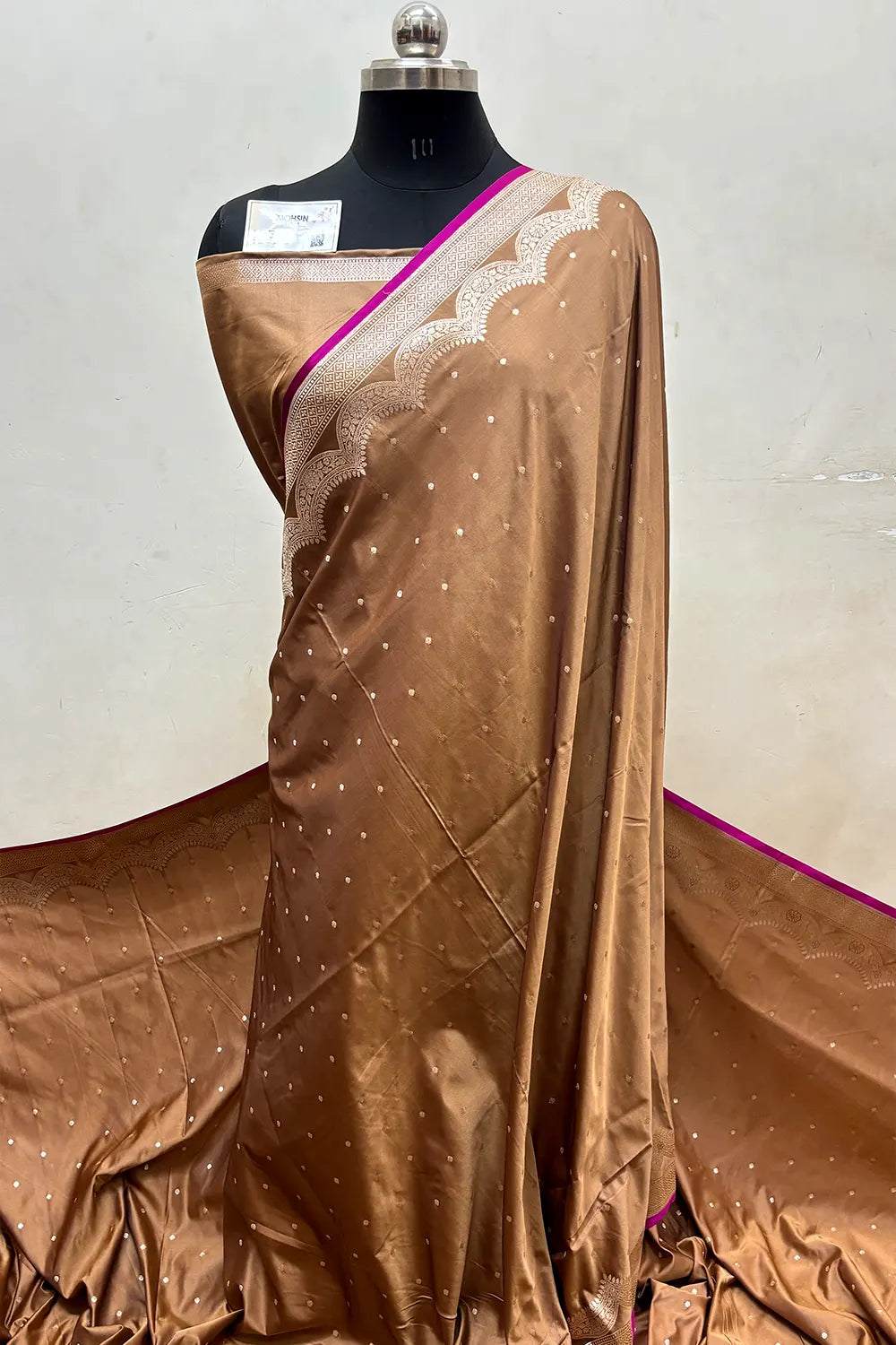 Dusty Mustard Zari Katan Mashru Silk Banarasi Saree