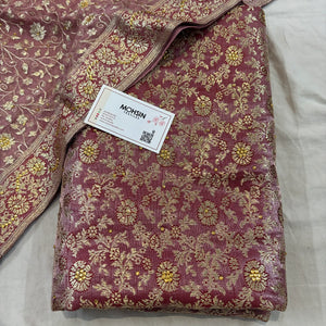 Dusty Pink Stone Work Kimkhab Silk Banarasi Gharara