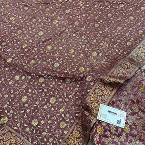 Dusty Pink Stone Work Kimkhab Silk Banarasi Gharara