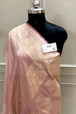 Dusty Pink Zari Katan Silk Banarasi Saree