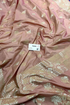 Dusty Pink Zari Katan Silk Banarasi Saree