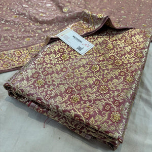Dusty Pink Zari Kimkhab Silk Banarasi Gharara
