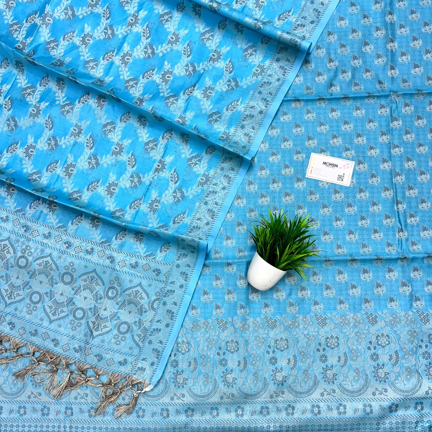 Firozi Angoori Buti Cotton Silk Banarasi Suit