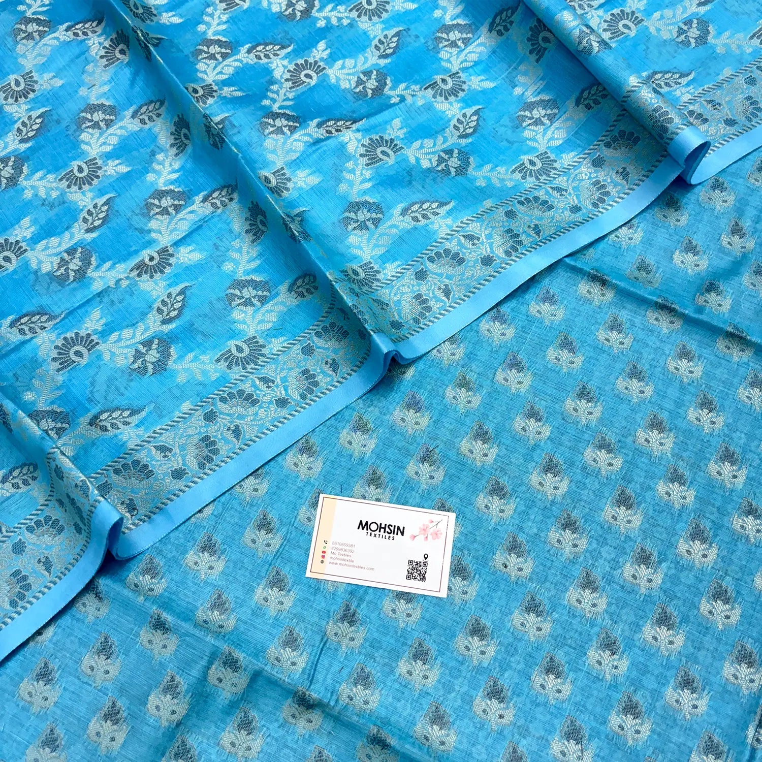 Firozi Angoori Buti Cotton Silk Banarasi Suit