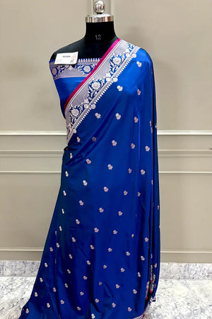 Firozi Babri Buti Katan Silk Banarasi Saree