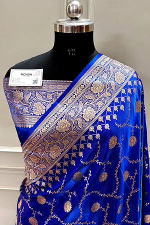 Firozi Blue Zari Katan Silk Banarasi Saree