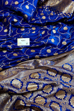 Firozi Blue Zari Katan Silk Banarasi Saree
