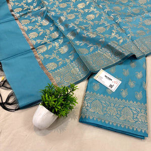 Firozi Chirag Buti Satin Silk Banarasi Suit