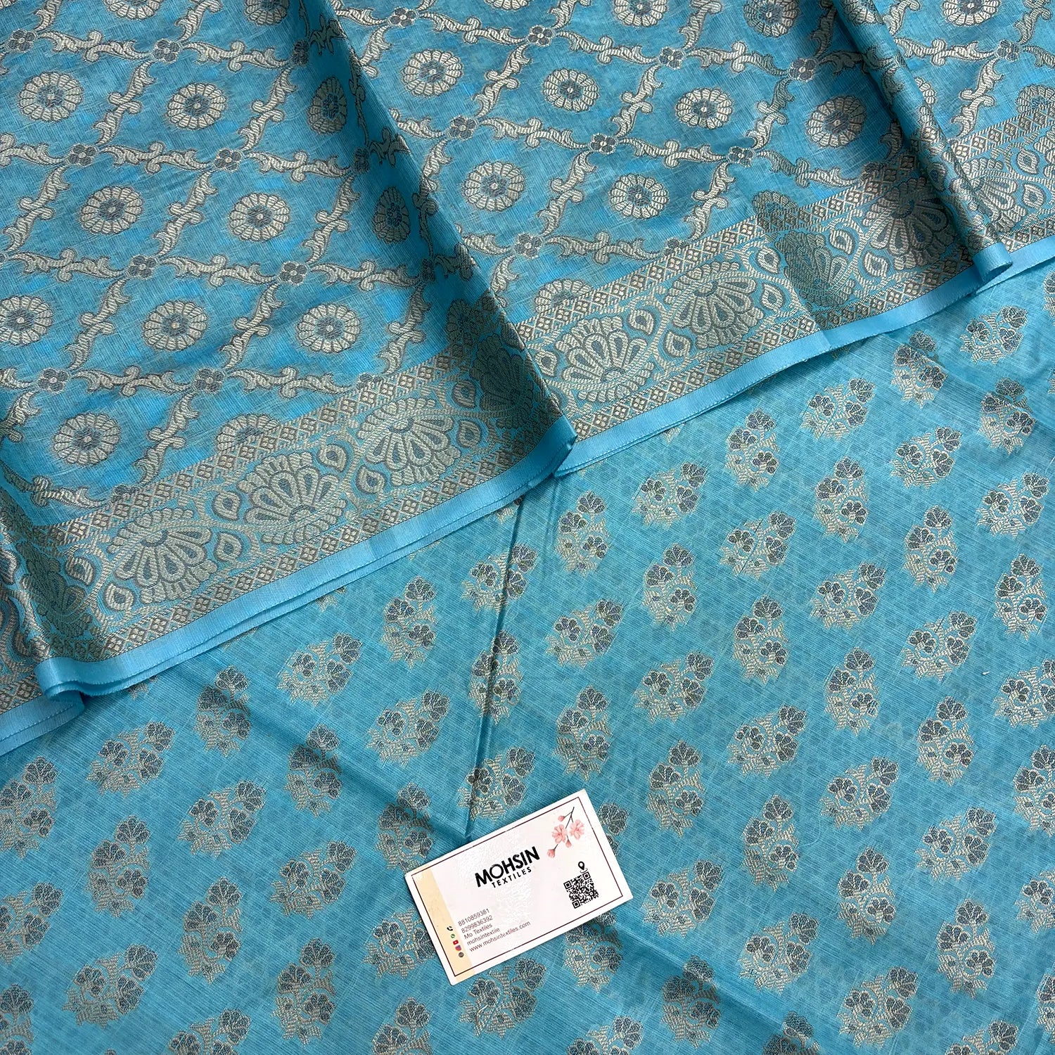 Firozi Resham Cotton Silk Banarasi Suit